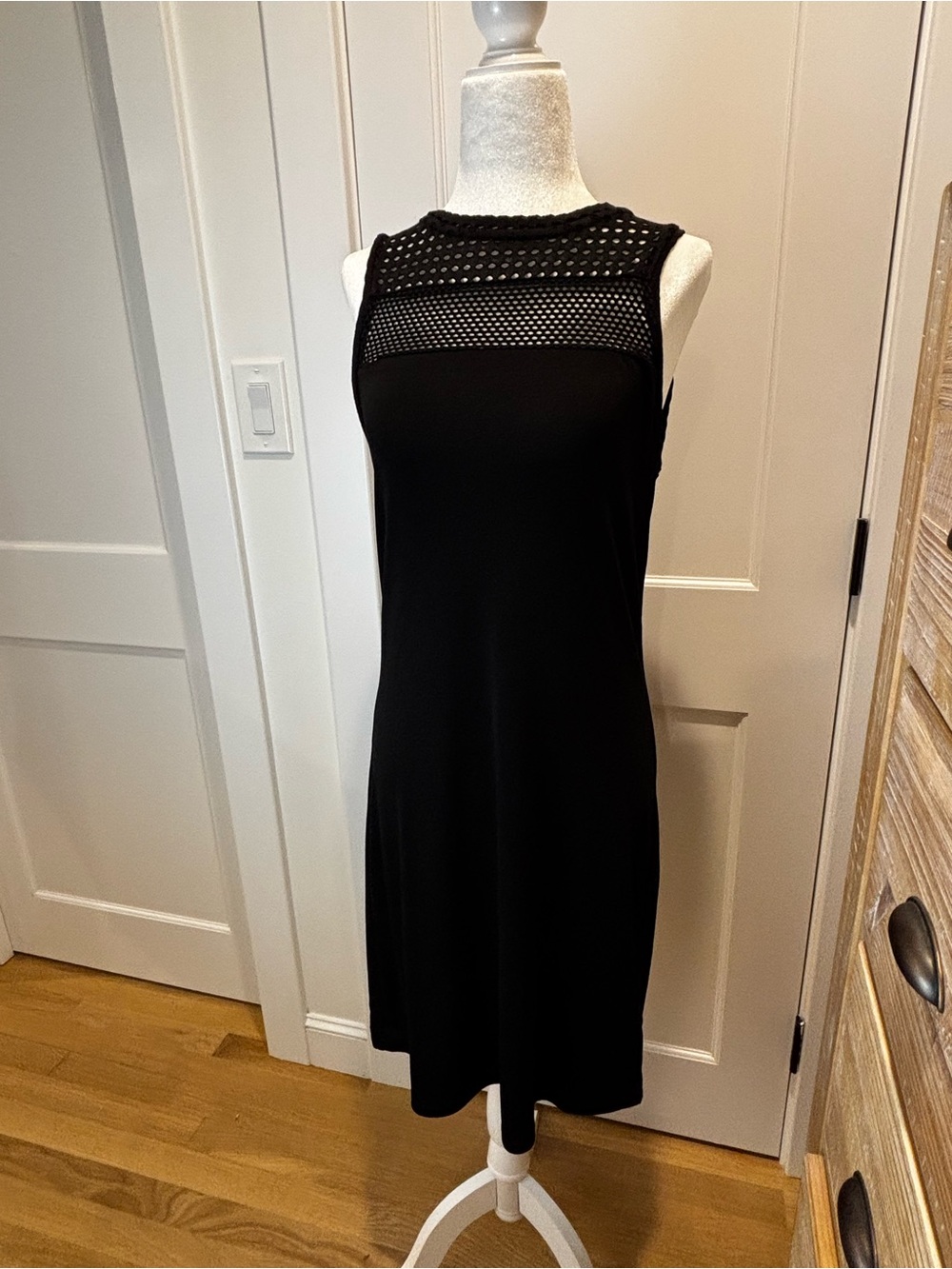 Michael Kors Black Stretch dress with mesh Eyelet Yoke